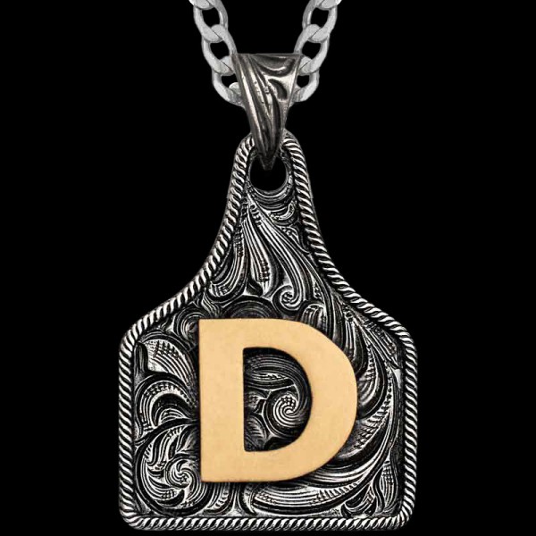 Texas Size Initial Cow Tag Necklace